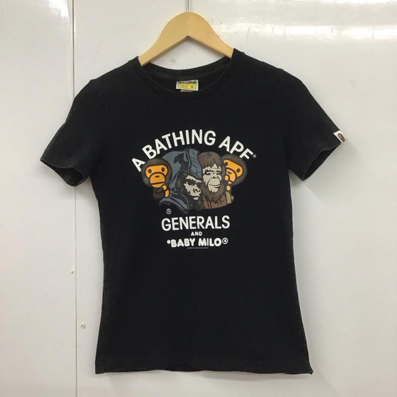 ベイプ BAPE Tシャツ 半袖 半袖カットソー プリントTシャツ クルーネックカットソー XS プリント 黒 / ブラック / レディース USED 古着 中古 10109164
