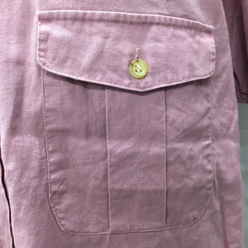 チャップスラルフローレン CHAPSRALPHLAUREN シャツ、ブラウス 半袖 半袖シャツ カラーシャツ 半袖カットソー 無地シャツ 80s 水兵タグ L 無地 桃 / ピンク /  メンズ USED 古着 中古 10109339