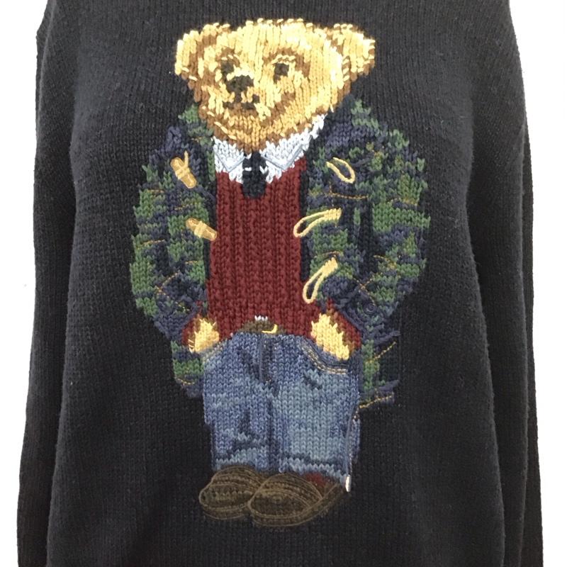 ポロラルフローレン POLO RALPH LAUREN ニット、セーター 長袖 長袖ニットカットソー ニット セーター クルーネックニット L プリント 紺 / ネイビー /  レディース USED 古着 中古 10113757