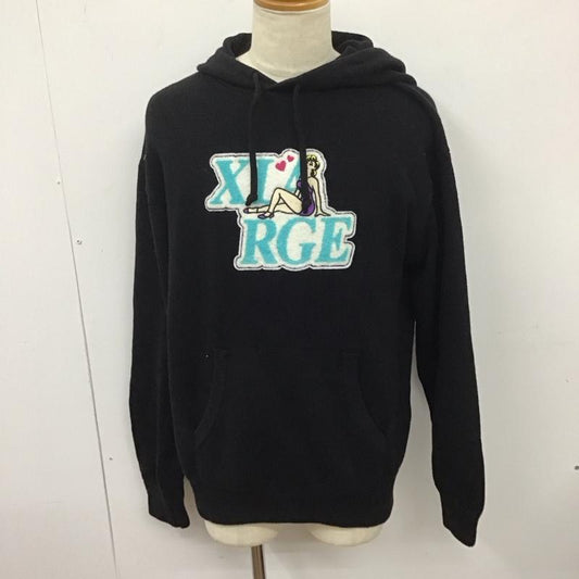 エクストララージ XLARGE パーカー 長袖 長袖パーカー プルオーバーパーカー ニット M ロゴ、文字 黒 / ブラック /  メンズ USED 古着 中古 10127637