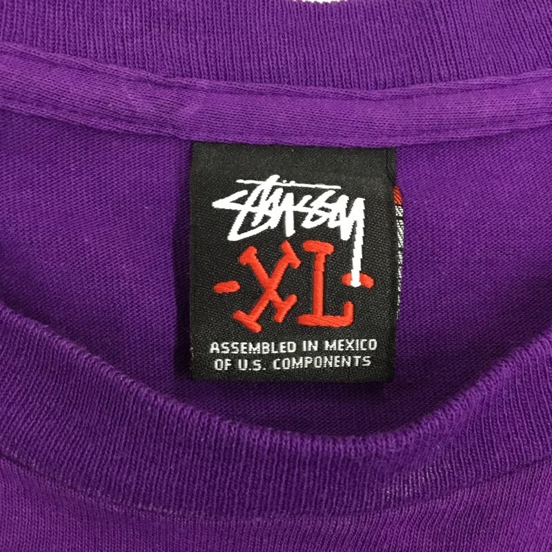 ステューシー STUSSY Tシャツ 半袖 半袖カットソー プリントTシャツ クルーネックカットソー XL プリント 紫 / パープル /  メンズ USED 古着 中古 10108992