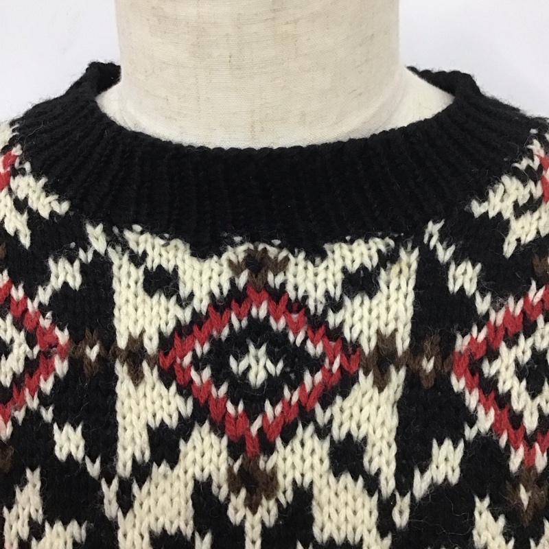 ジェイクルー J.CREW ニット、セーター 長袖 クルーネック ウール S 総柄 黒 / ブラック / X 白 / ホワイト / X 茶 / ブラウン / X 赤 / レッド / メンズ USED 古着 中古 10112656