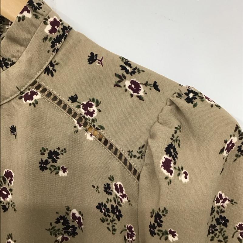 マジェスティックレゴン MAJESTIC LEGON カットソー 長袖 長袖カットソー プルオーバーシャツ フリルカラー S 花柄 茶 / ブラウン / レディース USED 古着 中古 10135622