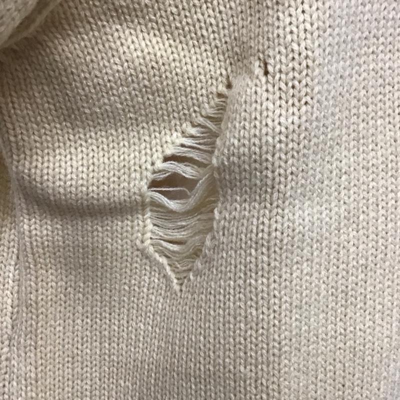 フリークスストア FREAK S STORE ニット、セーター 長袖 長袖ニットカットソー ニット セーター クルーネックニット ダメージ加工 L 無地 アイボリー / アイボリー / メンズ USED 古着 中古 10113897