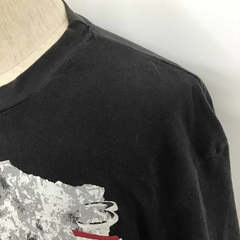アディダス adidas Tシャツ 半袖 半袖カットソー プリントTシャツ クルーネックカットソー 80s~90s デサント社 プリント 黒 / ブラック /  メンズ USED 古着 中古 10111487