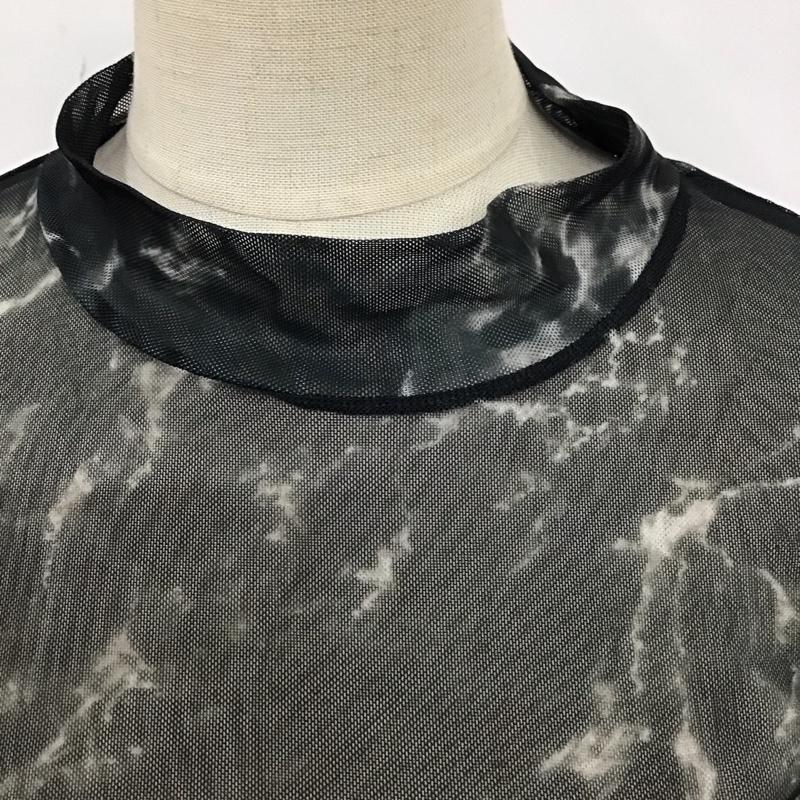 エックスガール X-girl カットソー 長袖 05192322 シースルー シアー スタンドネック 1 総柄 黒 / ブラック / レディース USED 古着 中古 10122673