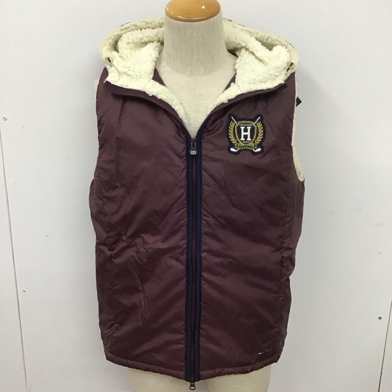 トミーヒルフィガー TOMMY HILFIGER ベスト ベスト ジップアップベスト フード付きベスト ナイロンベスト L ロゴ、文字 えんじ / ワインレッド / メンズ USED 古着 中古 10111274