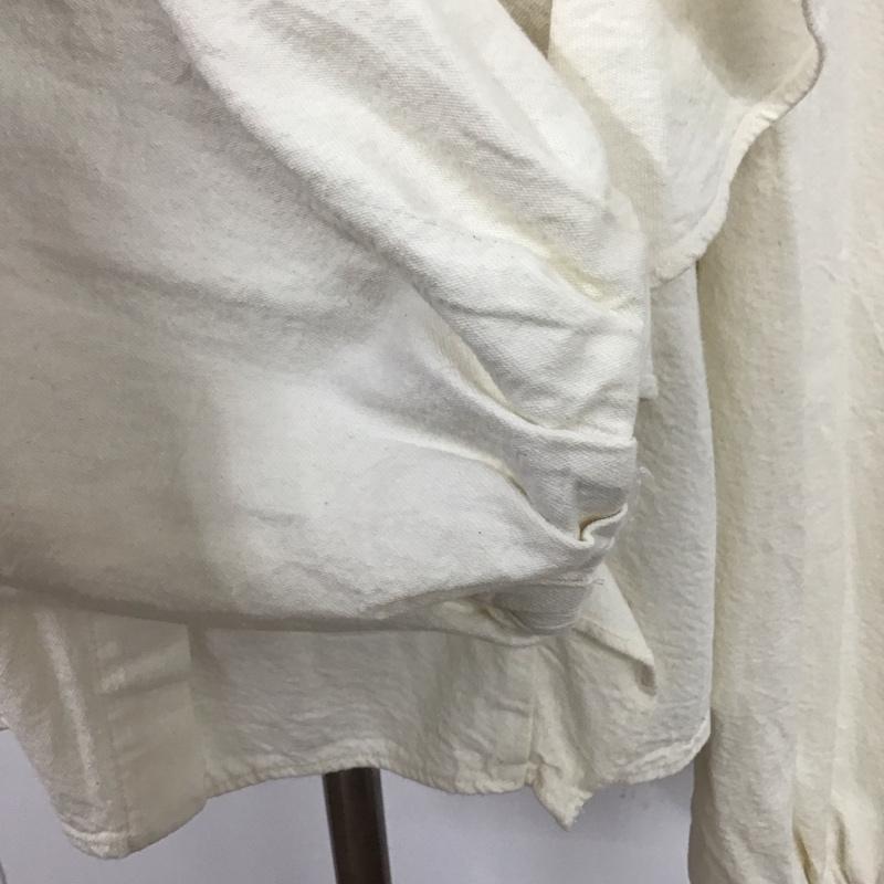ザラ ZARA シャツ、ブラウス 長袖 0327 001 251 フリル クロップド丈 M 無地 アイボリー / アイボリー / レディース USED 古着 中古 10126068