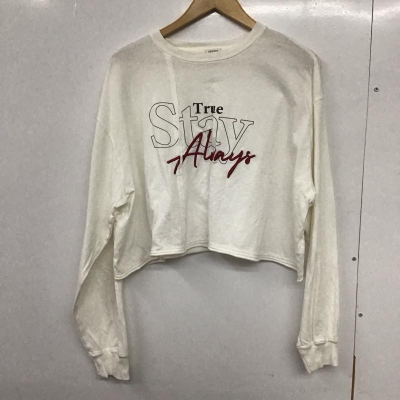 ローリーズファーム LOWRYS FARM Tシャツ 長袖 FREE プリント X 刺繍 白 / ホワイト / レディース USED 古着 中古 10133139