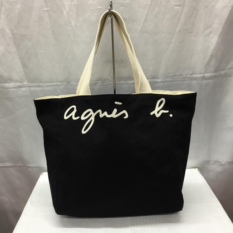 アニエス・ベー agnes b. トートバッグ トートバッグ 0AH06-01 リバーシブル キャンバストート ロゴ、文字 黒 / ブラック / X アイボリー / アイボリー / レディース USED 古着 中古 10110178