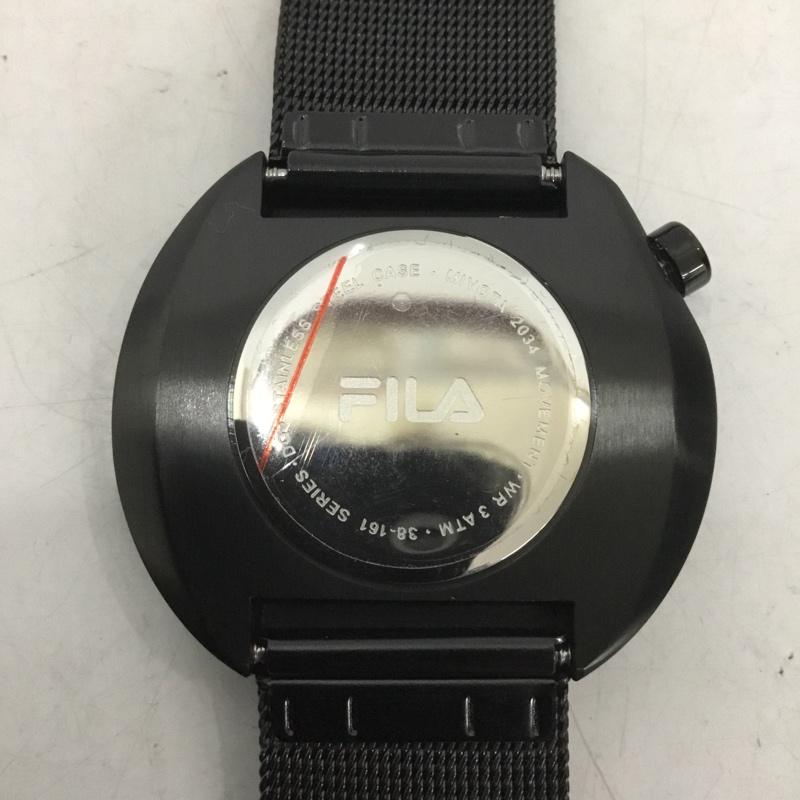 フィラ FILA 腕時計 アナログ(クォーツ式) 38-161-202 箱有 ロゴ、文字 黒 / ブラック / レディース USED 古着 中古 10134424
