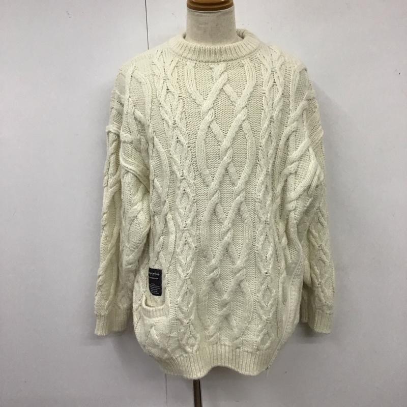 ジーユー GU ニット、セーター 長袖 351-338473 UNDERCOVER ケーブルニットサイドジップ 長袖ニット セーター XL 総柄 白 / ホワイト / メンズ USED 古着 中古 10119497