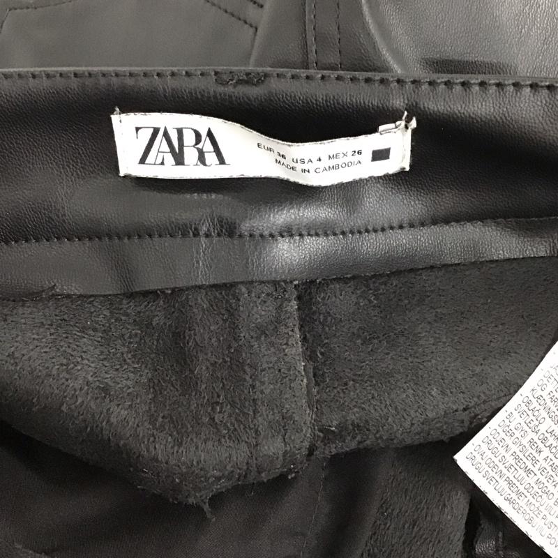 ザラ ZARA ボトムス ボトムス 4387 278 800 フェイクレザーパンツ ロゴ、文字 黒 / ブラック / レディース USED 古着 中古 10138569