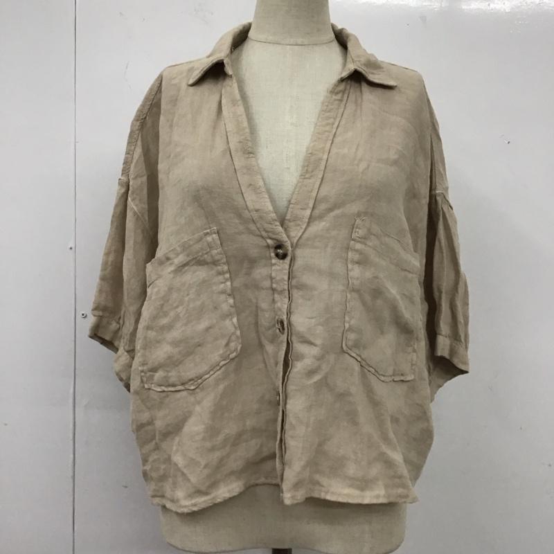 ザラ ZARA シャツ、ブラウス 半袖 2402 500 711 スキッパーシャツ L 無地 ベージュ / ベージュ / レディース USED 古着 中古 10117397