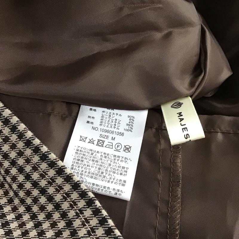 マジェスティックレゴン MAJESTIC LEGON ワンピース ひざ丈スカート 1096061056 チェックドッキングワンピース M 無地 X チェック 茶 / ブラウン / レディース USED 古着 中古 10130332