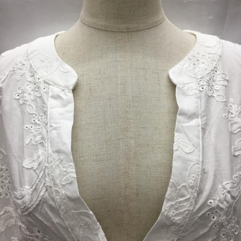 ザラ ZARA カットソー 長袖 3200 995 250 ドルマンスリーブ スキッパー M 刺繍 白 / ホワイト /  レディース USED 古着 中古 10107441