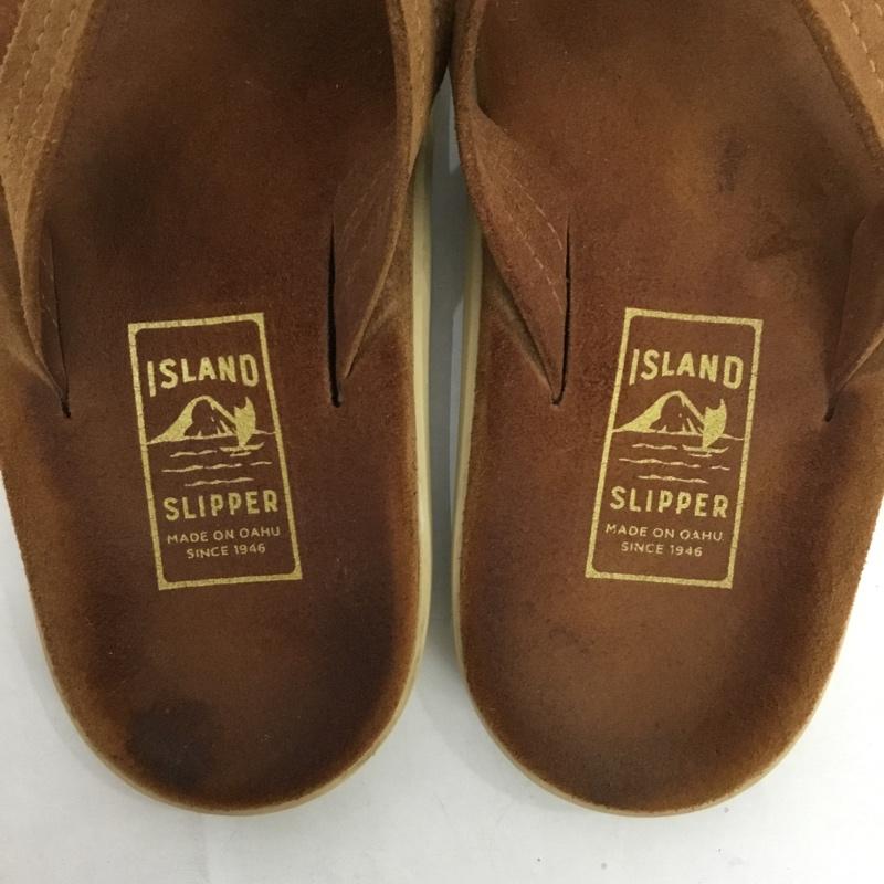 アイランドスリッパ ISLAND SLIPPER サンダル サンダル トングサンダル スエード ロゴ、文字 茶 / ブラウン / メンズ USED 古着 中古 10129095