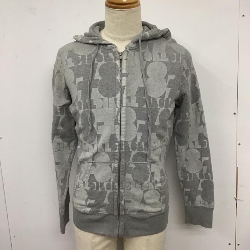 ディーゼル DIESEL パーカー 長袖 ジップアップパーカー 長袖パーカー フード付きパーカー S プリント 灰 / グレー /  メンズ USED 古着 中古 10124557