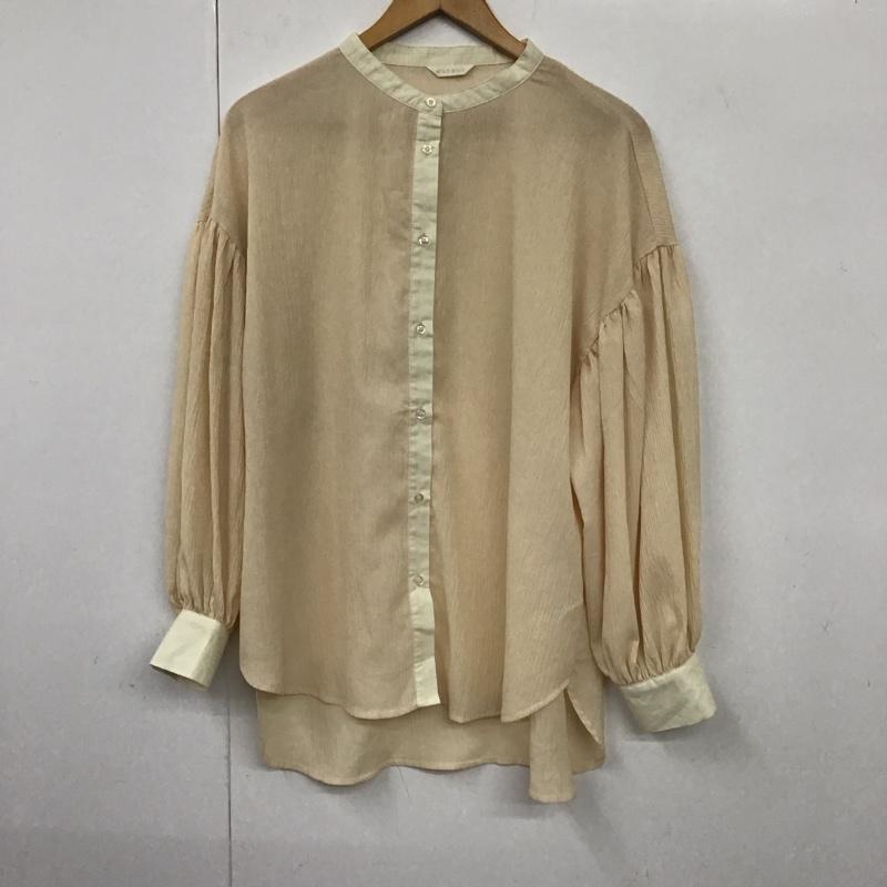 エヘカソポ ehka sopo シャツ、ブラウス 長袖 1711666 異素材シアーバンドカラーシャツ FREE 無地 ベージュ / ベージュ / レディース USED 古着 中古 10130796