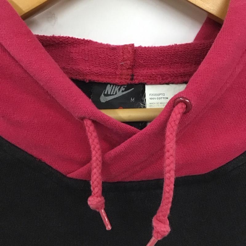 ナイキ NIKE パーカー 長袖 長袖パーカー プルオーバーパーカー スウェット M ロゴ、文字 黒 / ブラック / X えんじ / ワインレッド /  メンズ USED 古着 中古 10129039