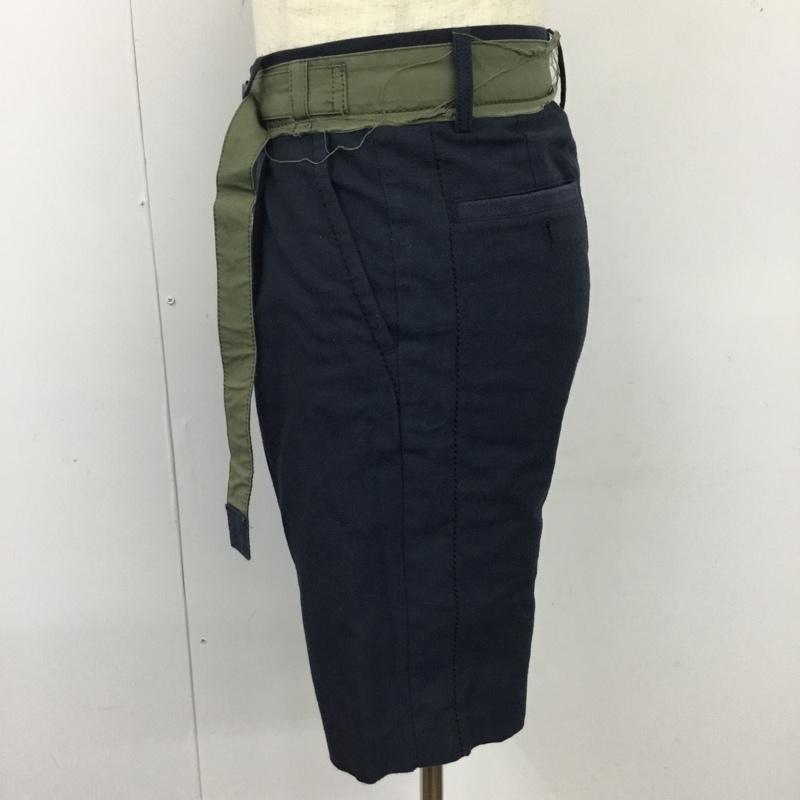 サカイ Sacai パンツ ショートパンツ 19-01878M RAYONBELTEDSHORTS ハーフパンツ ショートパンツ 1 無地 紺 / ネイビー /  メンズ USED 古着 中古 10120951