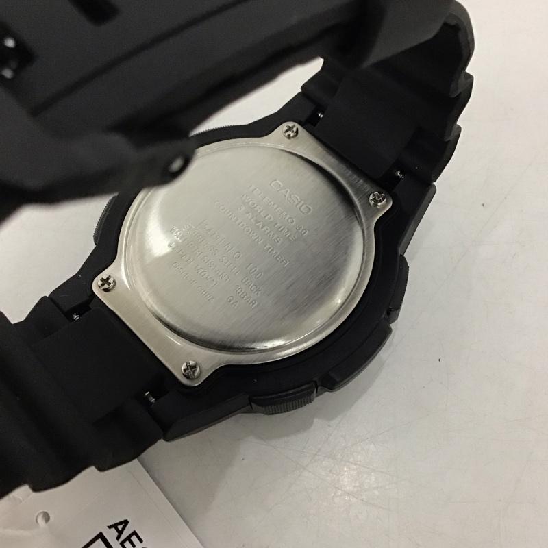 カシオ CASIO 腕時計 デジタル チープカシオ アナデジ AEQ-100BW-9A 無地 黒 / ブラック / X 金 / ゴールド / メンズ USED 古着 中古 10144755