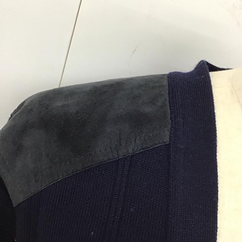バーバリーズ BURBERRYS カーディガン 長袖 長袖カーディガン 長袖カットソー ノーカラージャケット 前開カーディガン 90s L ロゴ、文字 紺 / ネイビー / メンズ USED 古着 中古 10114975