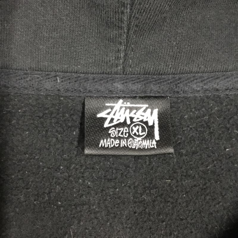 ステューシー STUSSY パーカー 長袖 長袖パーカー フード付きパーカー プリントスウェット トレーナー XL ロゴ、文字 黒 / ブラック /  メンズ USED 古着 中古 10120078