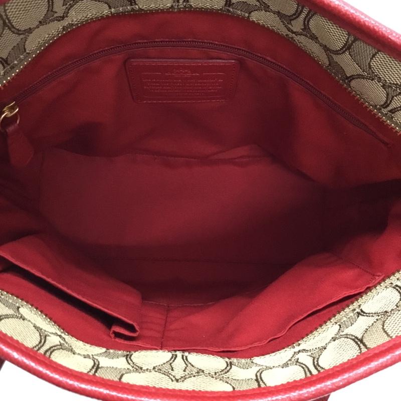 コーチ COACH トートバッグ トートバッグ F55364 シグネチャー ロゴ、文字 赤 / レッド / X ベージュ / ベージュ / レディース USED 古着 中古 10119192
