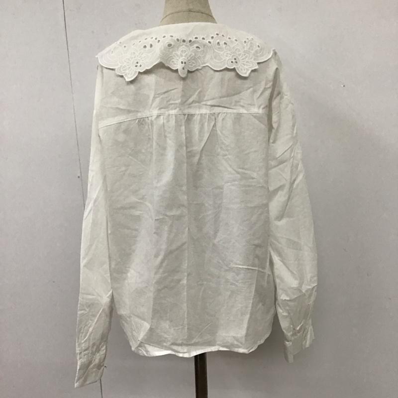 エヘカソポ ehka sopo シャツ、ブラウス 長袖 1711841 カットワークレース襟ブラウス FREE 無地 白 / ホワイト / レディース USED 古着 中古 10114553