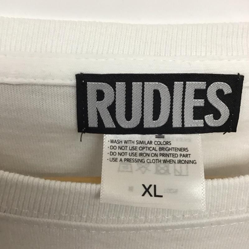 ルーディーズ RUDIES Tシャツ 半袖 半袖カットソー プリントTシャツ クルーネックカットソー XL ロゴ、文字 白 / ホワイト / メンズ USED 古着 中古 10137637