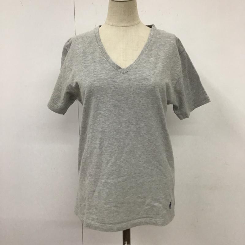 ラルフローレン RALPHLAUREN Tシャツ 半袖 半袖カットソー 無地Tシャツ Vネックカットソー S 無地 灰 / グレー / レディース USED 古着 中古 10118010