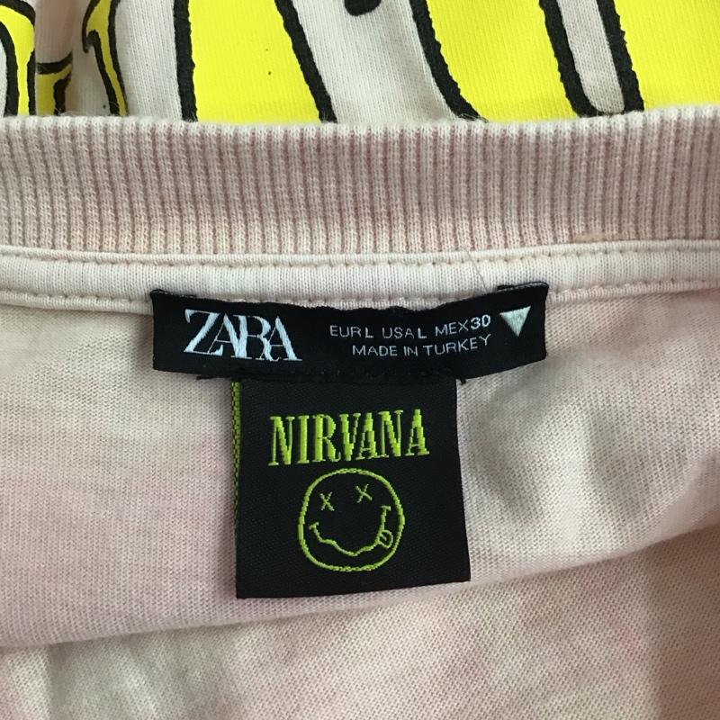 ザラ ZARA Tシャツ 長袖 0438 329 620 NIRVANA ロンT バックプリント L ロゴ、文字 桃 / ピンク / レディース USED 古着 中古 10109478