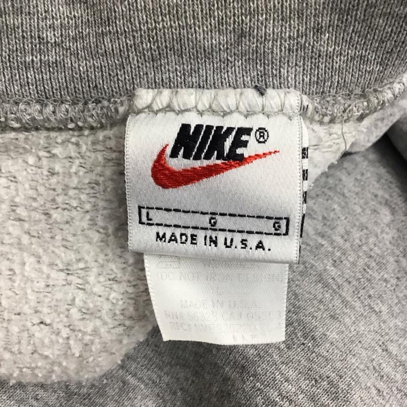 ナイキ NIKE トレーナー 長袖 長袖トレーナー スウェット クルーネック リブスウェットカットソー L ロゴ、文字 灰 / グレー /  メンズ USED 古着 中古 10120617