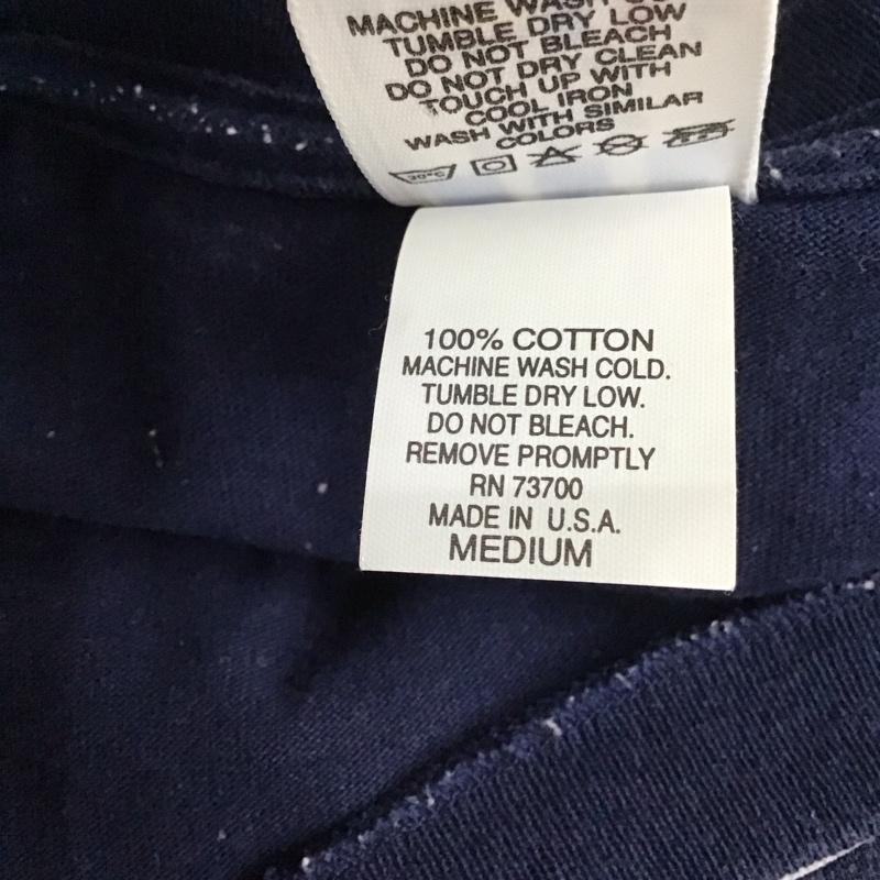 アディダス adidas Tシャツ 半袖 80年代 万国旗タグ USA製 ロゴ、文字 紺 / ネイビー / メンズ USED 古着 中古 10118125