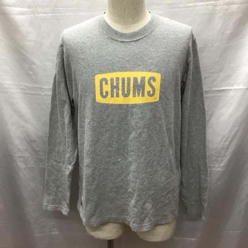 チャムス CHUMS カットソー 長袖 長袖カットソー クルーネックカットソー ロングスリーブカットソー プリントTシャツ M ロゴ、文字 灰 / グレー / レディース USED 古着 中古 10120853