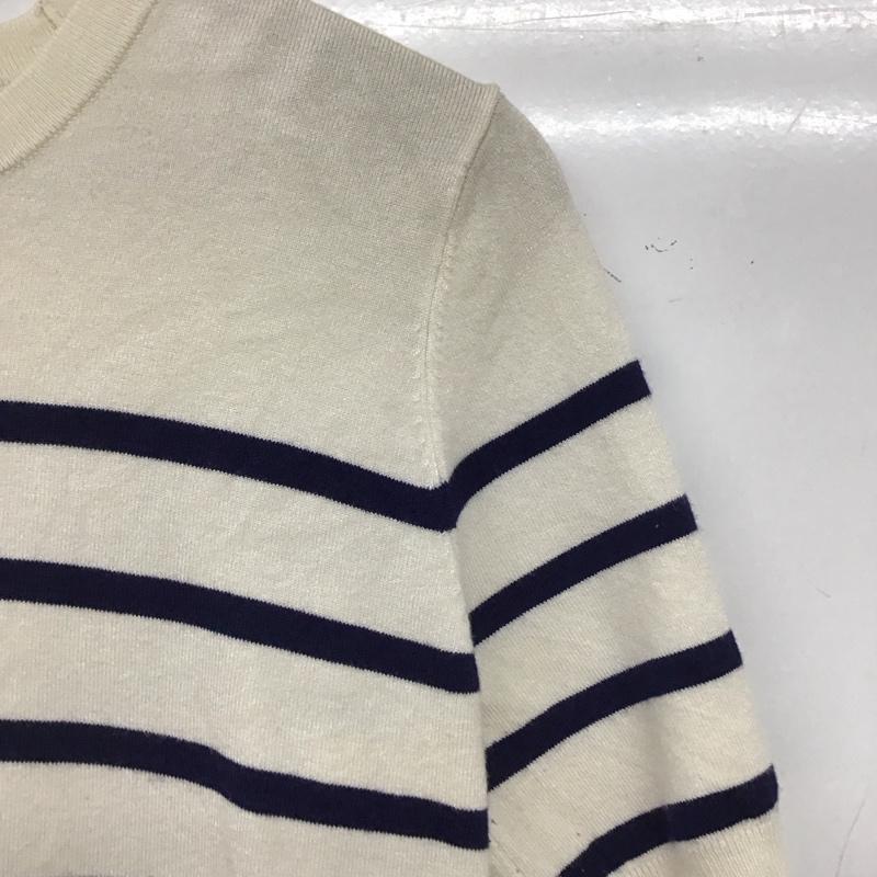 ザラ ZARA ニット、セーター 半袖 8851/017/105 M ボーダー柄 白 / ホワイト / X 紺 / ネイビー / レディース USED 古着 中古 10133667