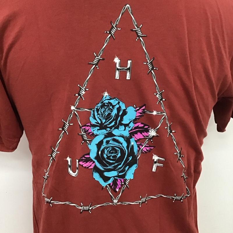 ハフ HUF Tシャツ 半袖 半袖カットソー プリントTシャツ クルーネックカットソー S ロゴ、文字 えんじ / ワインレッド /  メンズ USED 古着 中古 10110938