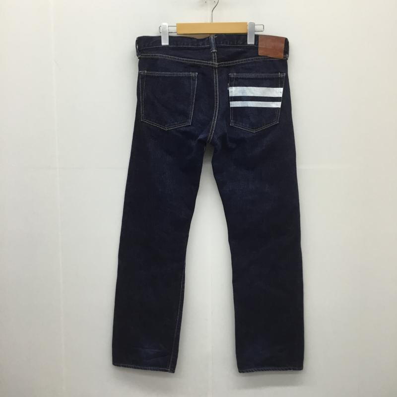 桃太郎ジーンズ MOMOTARO JEANS パンツ デニム、ジーンズ 0705SP 出陣 LABEL タイト ストレート デニム パンツ 34インチ 無地 X ボーダー柄 インディゴ / インディゴ / メンズ USED 古着 中古 10128835