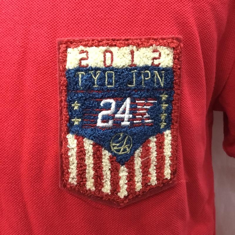 24カラッツ 24karats ポロシャツ 半袖 半袖ポロシャツ カラーシャツ 半袖カットソー L ロゴ、文字 赤 / レッド / メンズ USED 古着 中古 10112295
