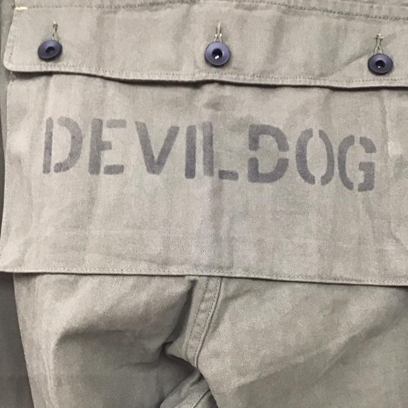 フリーホイーラーズ FREEWHEELERS パンツ ワークパンツ、ペインターパンツ USMCDEVILDOGM-1944 VintageStyleHeavyWeightYarnDyedHerringboneTwill ミリタリーパンツ 38インチ ロゴ、文字 カーキ / カーキ / メンズ USED 古着 中古 10129034