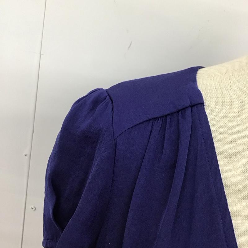 ザラベーシック ZARA BASIC カットソー 半袖 半袖カットソー 無地Tシャツ ジップアップネック S 無地 青 / ブルー / レディース USED 古着 中古 10117673
