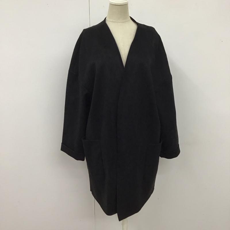 ザラベーシック ZARA BASIC カーディガン 長袖 長袖カーディガン 長袖カットソー ノーカラージャケット 前開カーディガン M 無地 黒 / ブラック / レディース USED 古着 中古 10122458