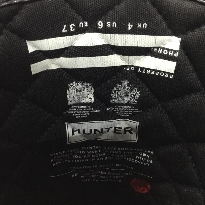 ハンター HUNTER 長靴、レインシューズ 長靴、レインシューズ WFT1031RGL リファインド グロス キルテッド トール 箱有 UK4 US:6 ロゴ、文字 黒 / ブラック / レディース USED 古着 中古 10120002