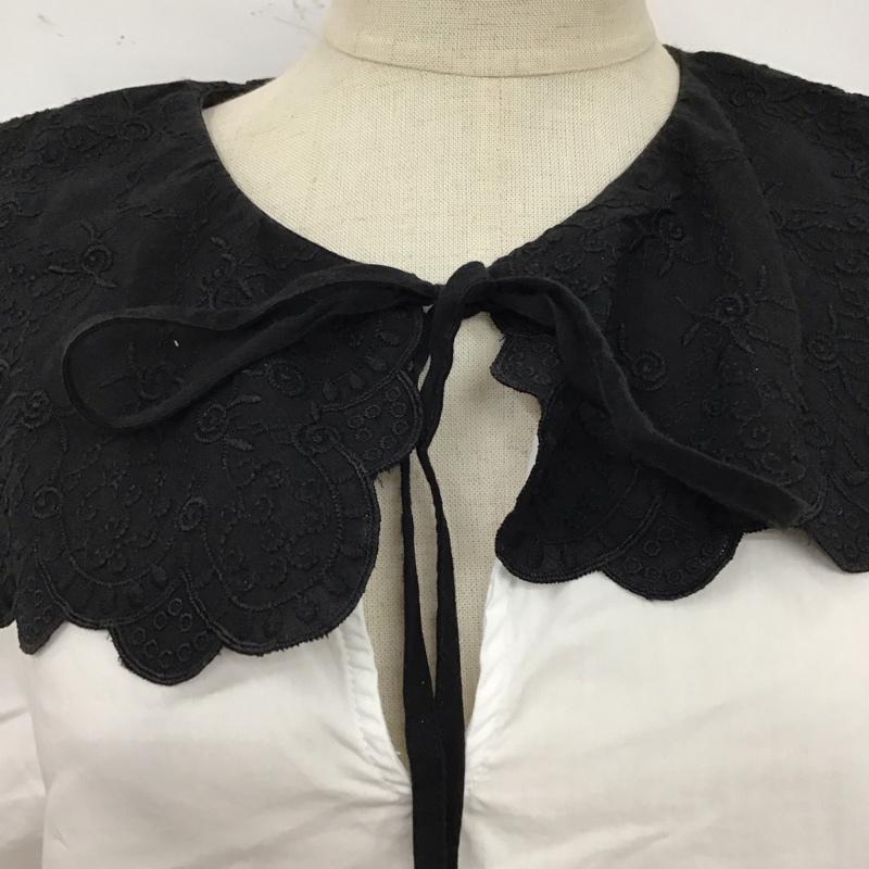 ザラ ZARA カットソー 半袖 1971 083 250 コントラストポプリン地ブラウス S 刺繍 白 / ホワイト / X 黒 / ブラック / レディース USED 古着 中古 10120363
