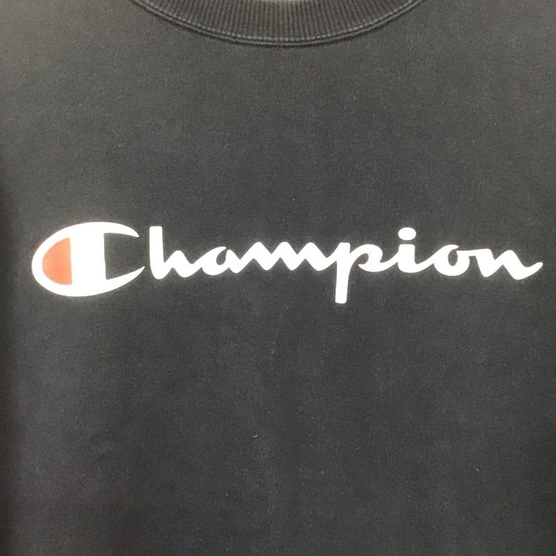チャンピオン Champion トレーナー 長袖 c3-h004 ベーシッククルーネックスウェットシャツ トレーナー プリントスウェット S ロゴ、文字 紺 / ネイビー / メンズ USED 古着 中古 10108478