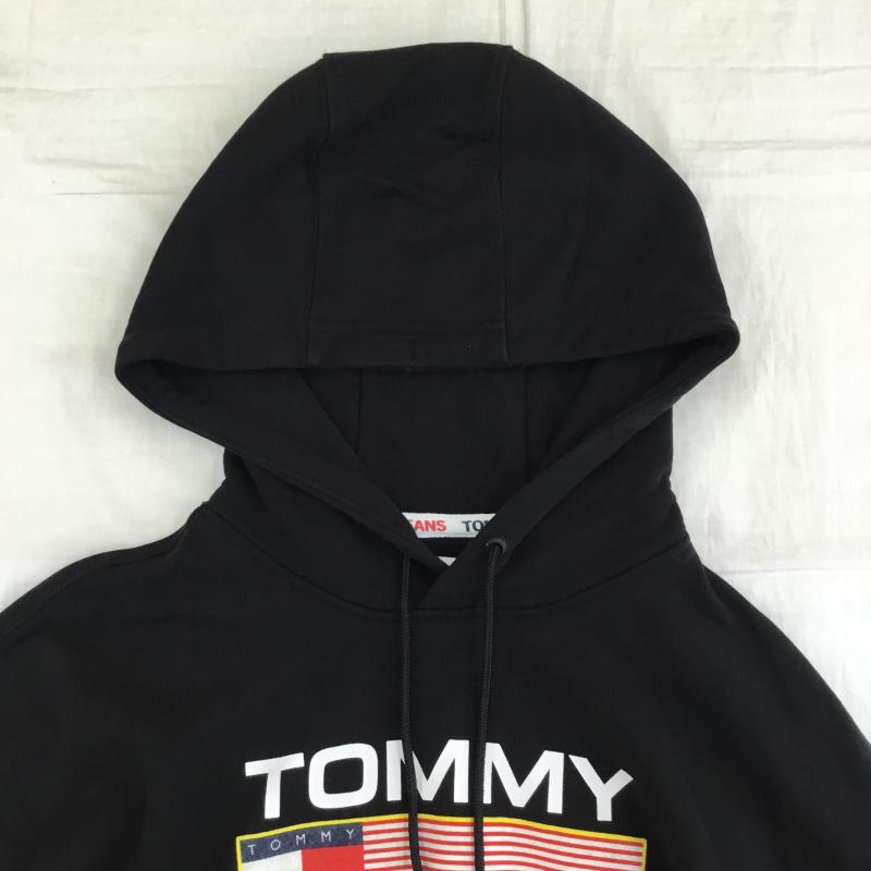トミー ジーンズ TOMMY JEANS パーカー 長袖 S ロゴ、文字 X プリント 黒 / ブラック / メンズ USED 古着 中古 10137766
