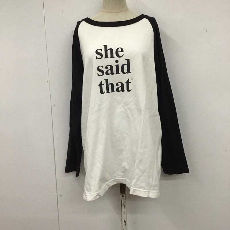 ニコアンド niko and... Tシャツ 長袖 S201TC19AD ラグランスリーブ she said that M ロゴ、文字 黒 / ブラック / X 白 / ホワイト / レディース USED 古着 中古 10122866