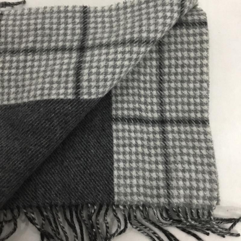 ビューティアンドユース BEAUTY&YOUTH マフラー マフラー カシミヤ フリンジ チェック 灰 / グレー / X ダークグレー / ダークグレー / メンズ USED 古着 中古 10142732