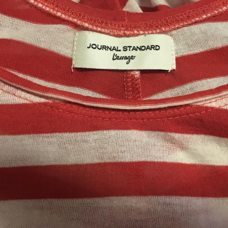ジャーナルスタンダードレサージュ journal standard L essage カットソー 半袖 総柄 X ボーダー柄 白 / ホワイト / X 赤 / レッド /  レディース USED 古着 中古 10002514